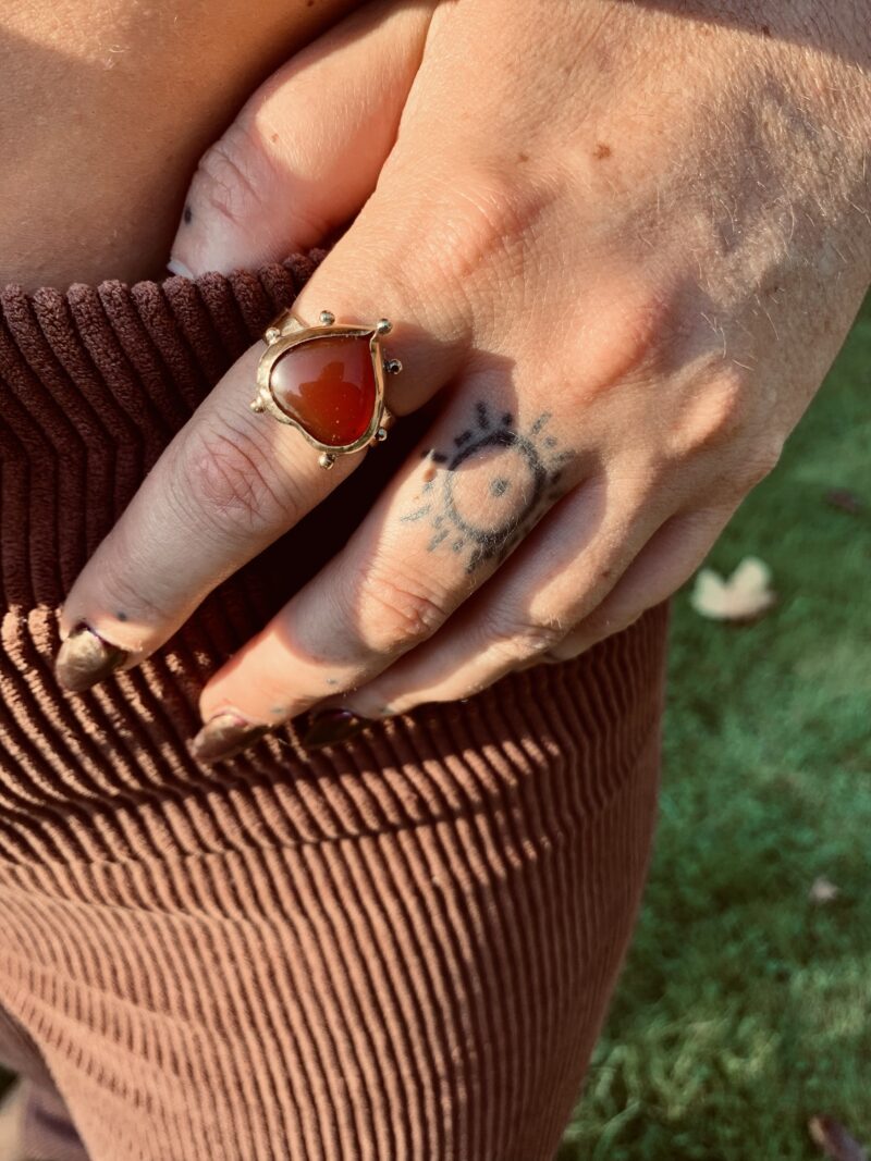 Bague cœur cornaline