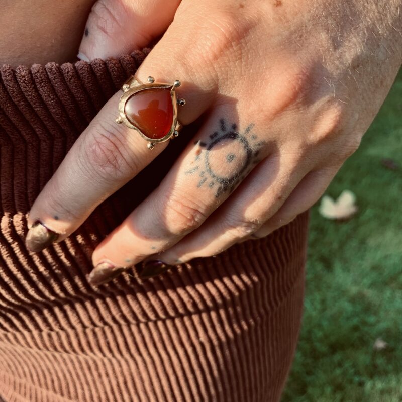 Bague cœur cornaline
