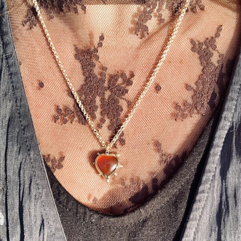 Collier cœur cornaline