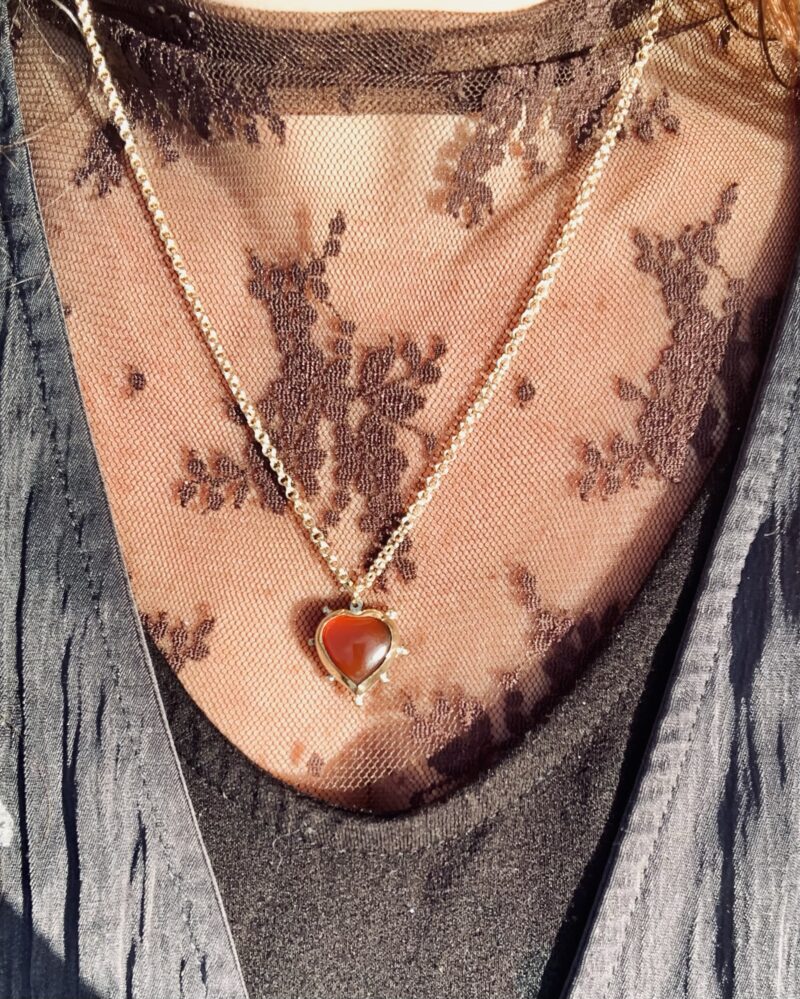 Collier cœur cornaline