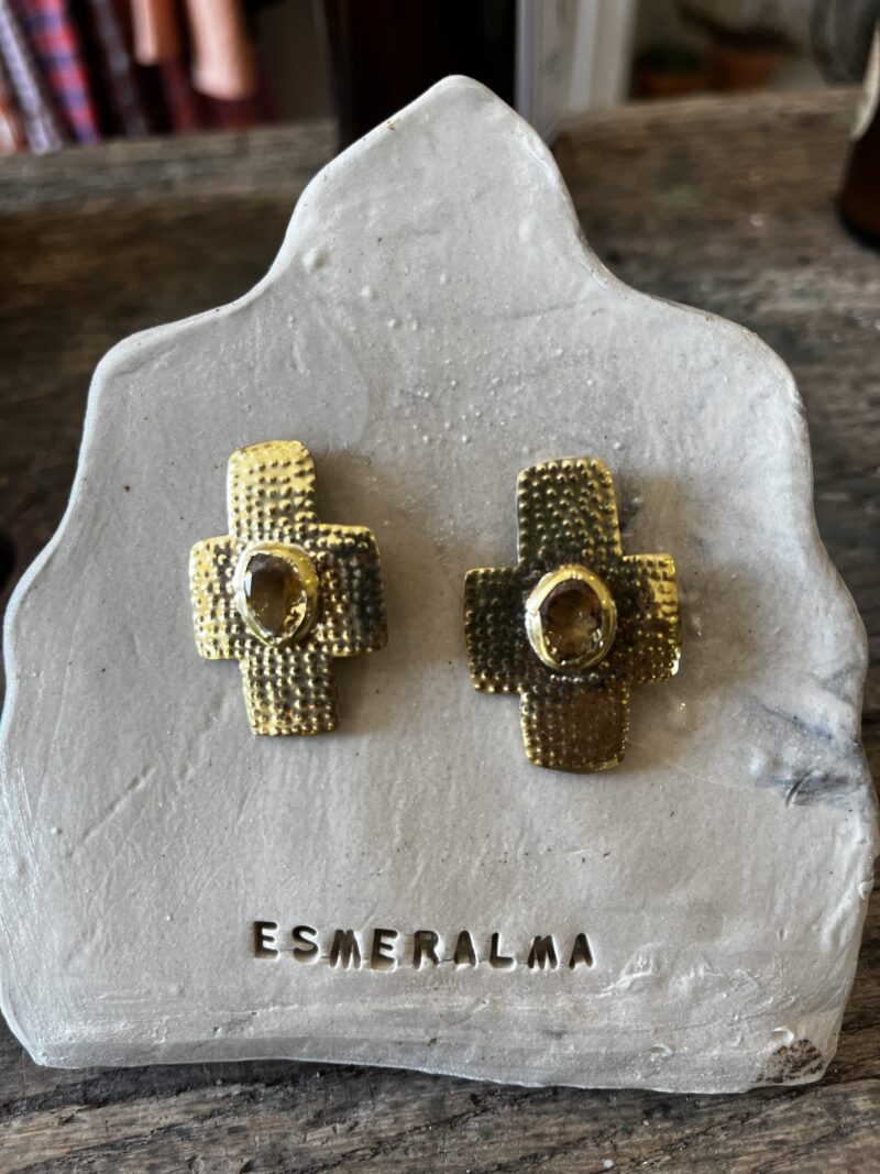 Boucles croix citrine