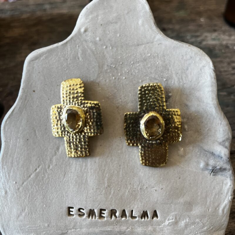 Boucles croix citrine